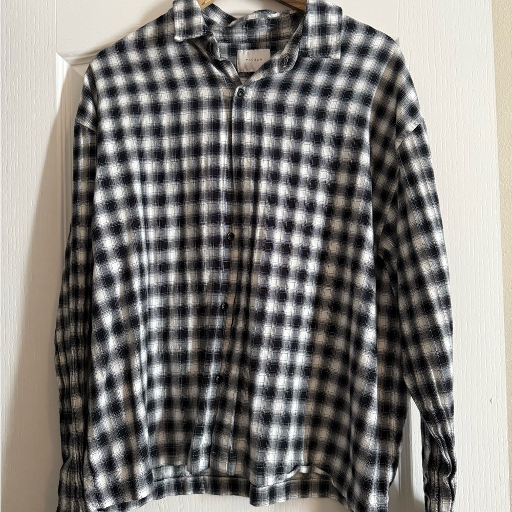 PacSun Black and White Plaid Shirt Jacket